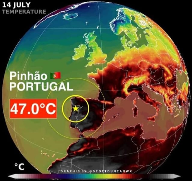 مدينة برتغالية تسجل درجة حرارة 47 درجة ، لتحطم الرقم القياسي