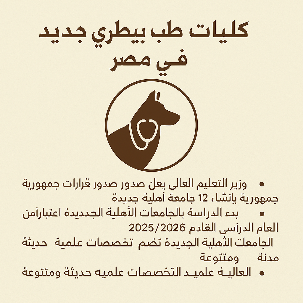 كليات جديدة للطب البيطري في مصر تبدأ العام المقبل